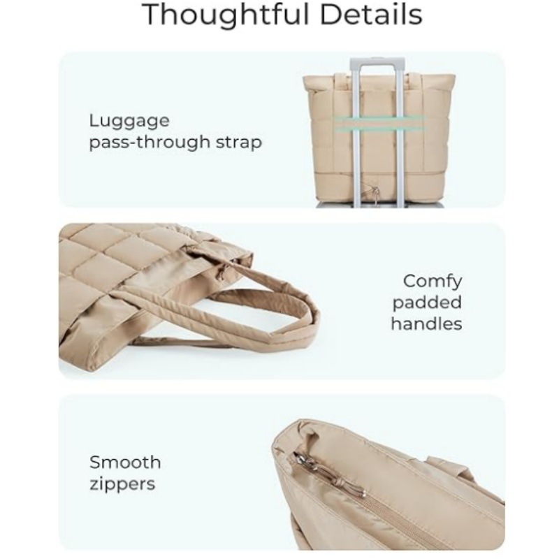 Amazon nuevo bolso tote para mujer bolso expandible bolso de mano esponjoso con cremallera bolso de hombro de viaje