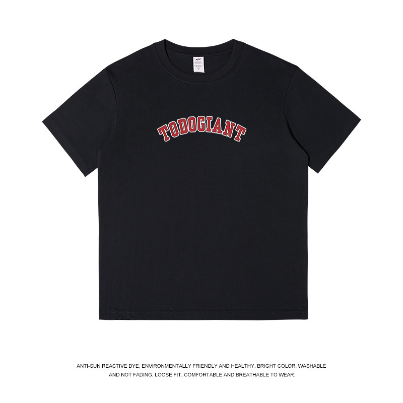 Hong Kong style trend casual short sleeve men's 230g heavy cotton letter printed men's t-shirt summer loose ins tide