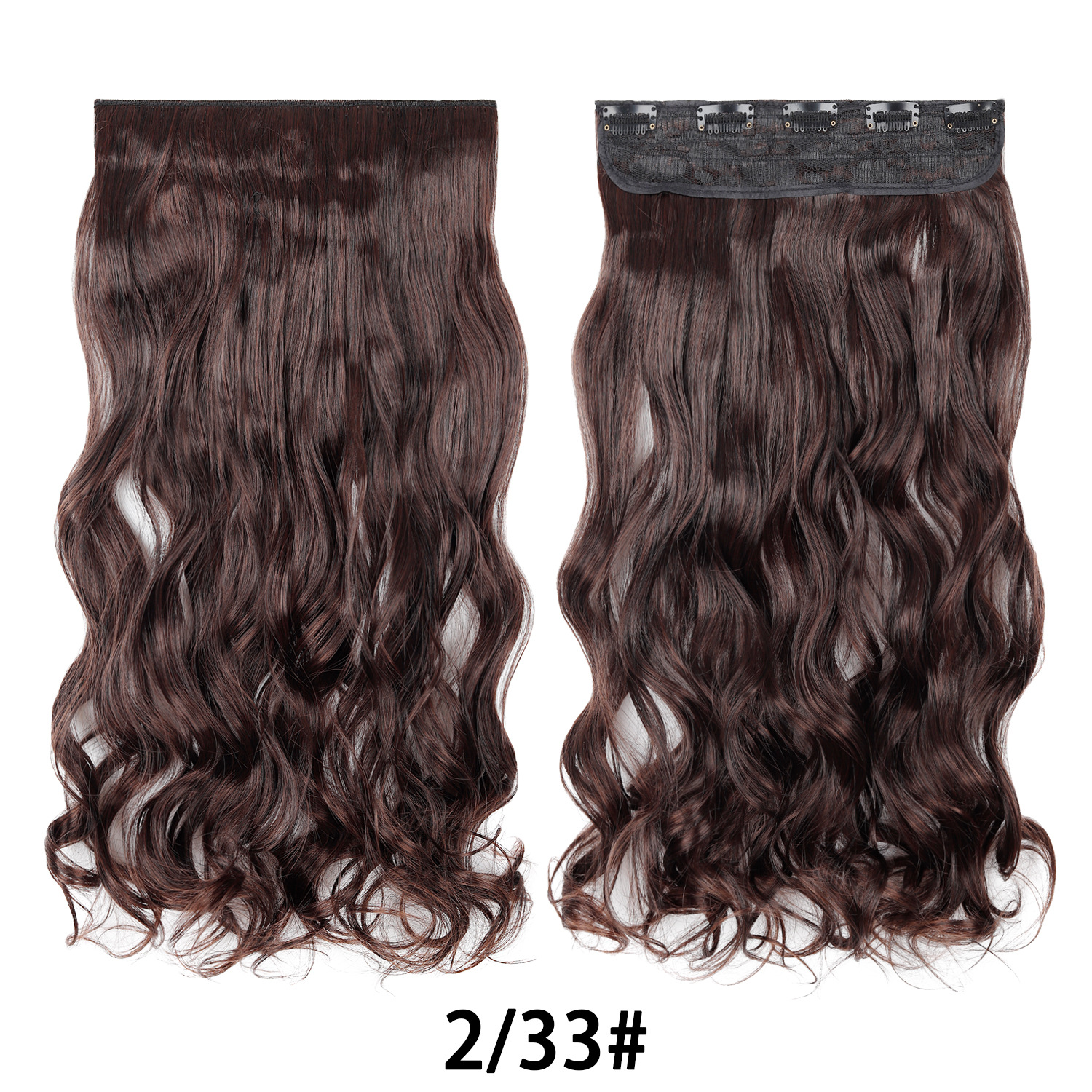 Extensión de Cabello de 5 Clips de 18 Pulgadas de Fibra de Alta Temperatura Rizado para Señoras