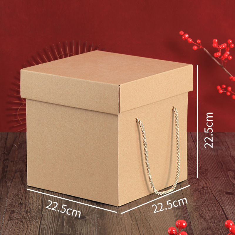 Caja de embalaje de papel corrugado kraft cuadrado caja de regalo de té caja de embalaje exterior caja de regalo kraft portátil caja vacía