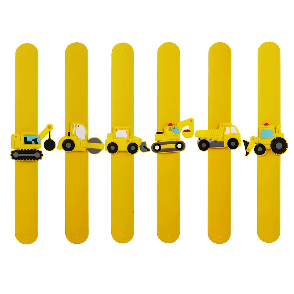 跨境新款工程车啪啪圈 可爱卡通拖拉机拍拍手环腕带儿童玩具手饰