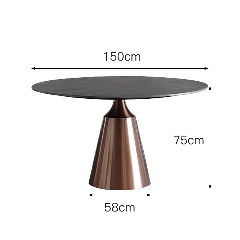로즈 골드 + 록 슬래브 (데스크탑 직경 150cm)