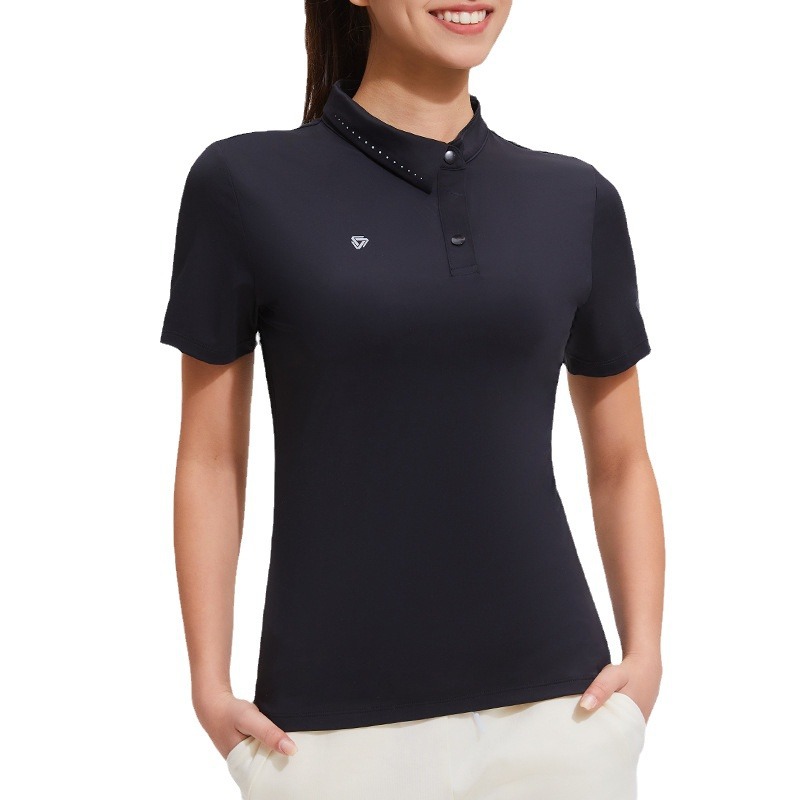 Polo de golf de mujer cuello en forma de manga corta acondicionamiento físico rápido secado deporte al aire libre diseño de béisbol nicho verano