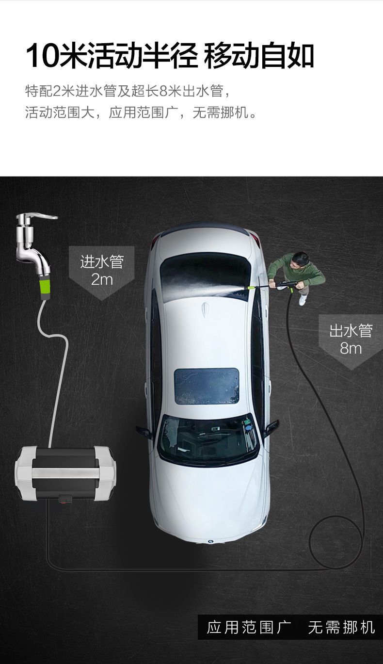 Car Wash Machine Kadan 1700W High-Power 220V High-Pressure Cleaning Machine Pump Car Wash Water Gun 220V Plug-In Electric Power