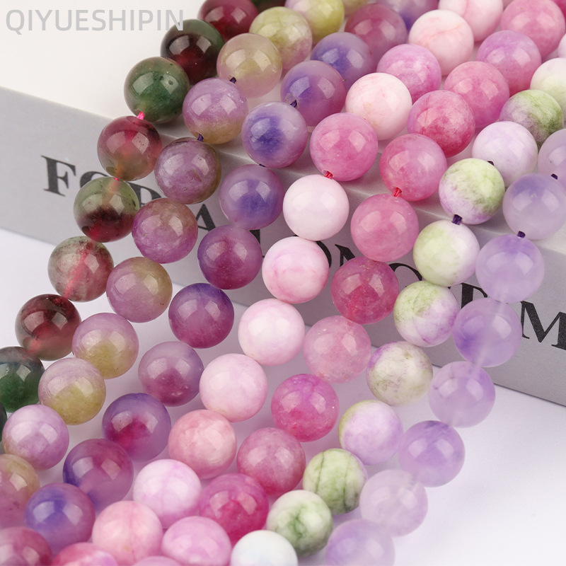 新款10mm彩色玉髓散珠 高品質雙色玉髓散珠批發 手工diy手串材料