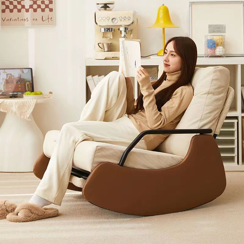 Rocking chair with adjustable adult leisure comfort lazy sofa balcony living room high-end single sofa, can lie down and sit