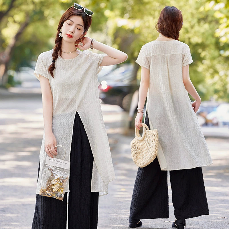 Топ тенселя с асимметричным кроем 202, с высокой талией, закрывающие телесный цвет, широкие брюки, утягивающий вид, комплект из двух предметов, ленивый и высококачественный.