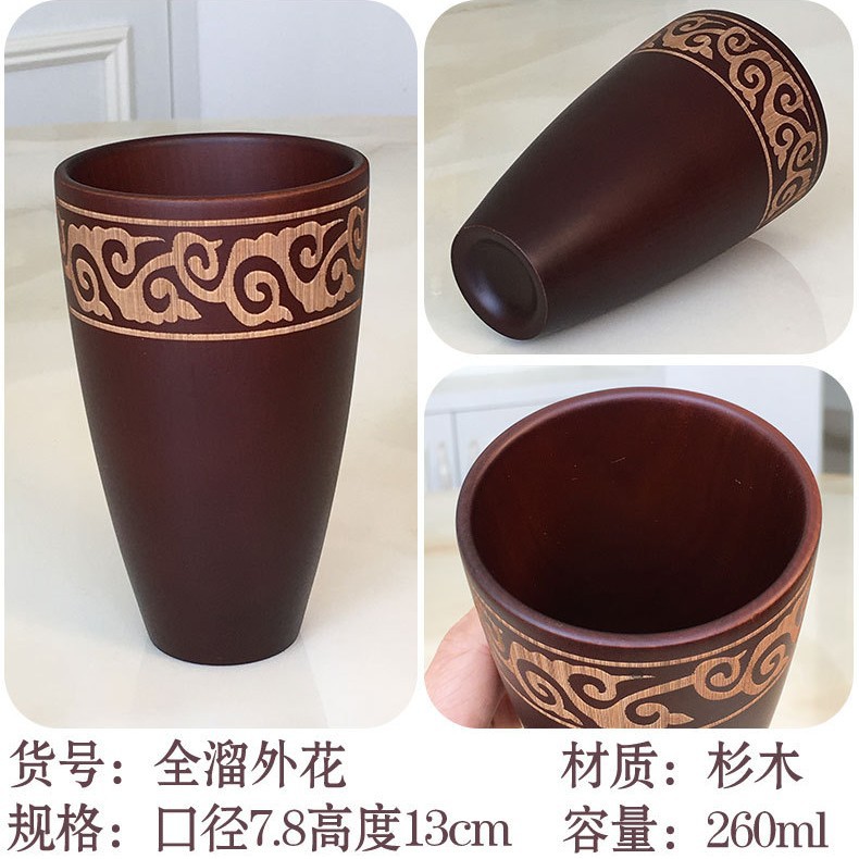 Fábrica directa creativa taza de té chino cilíndrico práctico taza de madera anti-escaldado taza de madera al por mayor gran cantidad de descuento