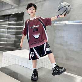 童装儿童装男童夏装短袖套装新款中大童夏季洋气男孩网红炸街衣服
