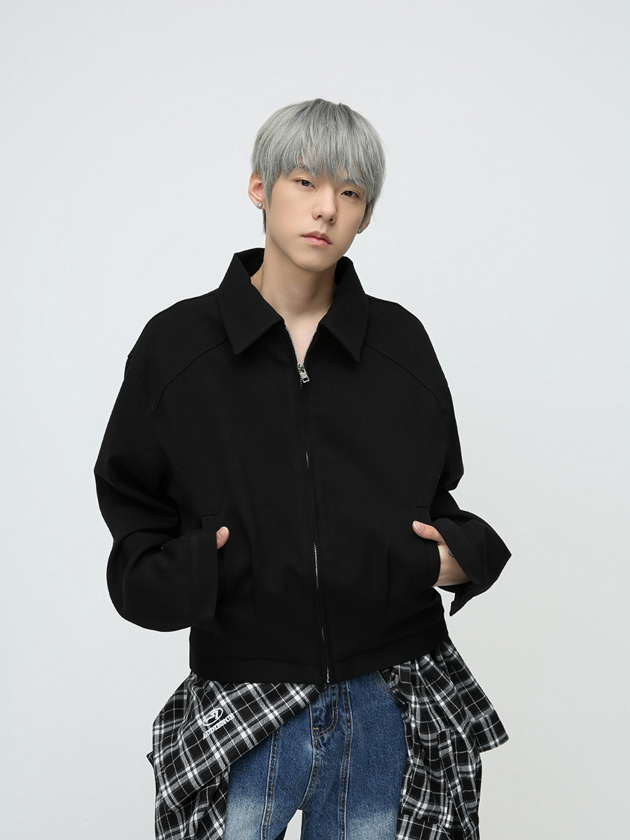 MTLCLOTHES ropa de hombre | Chaqueta corta de solapa de color sólido, estilo coreano, estilo británico básico, de alta gama, sencilla y moderna.