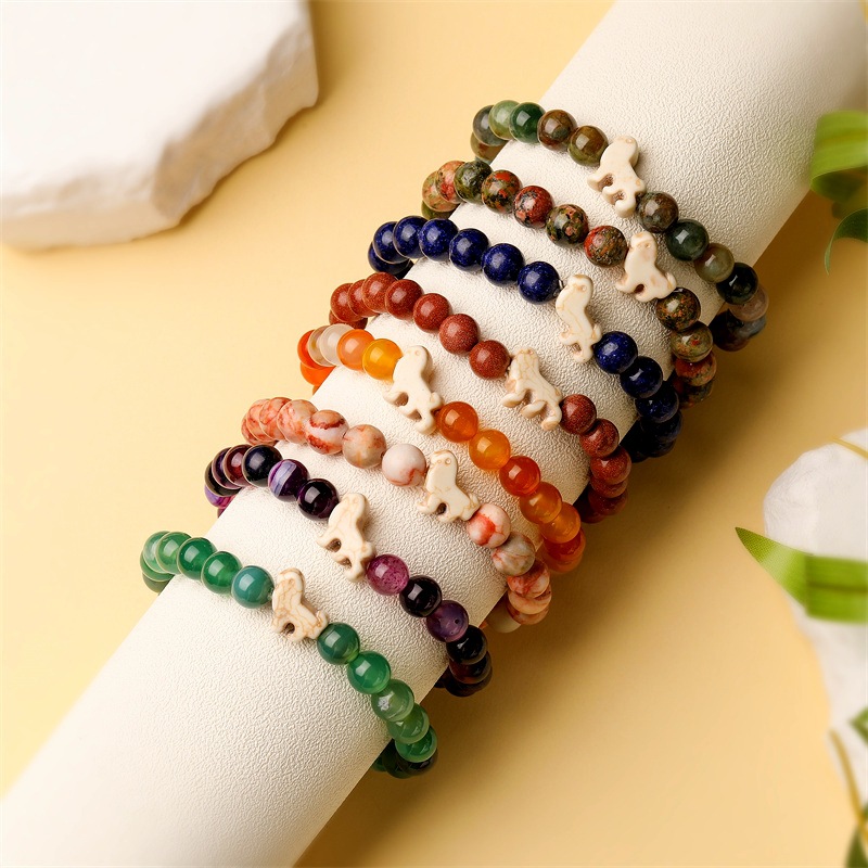 Amazon TEMU animal león pulsera elástica Shoushan piedra volcánica polvo de cristal cuentas pulsera desear explosión