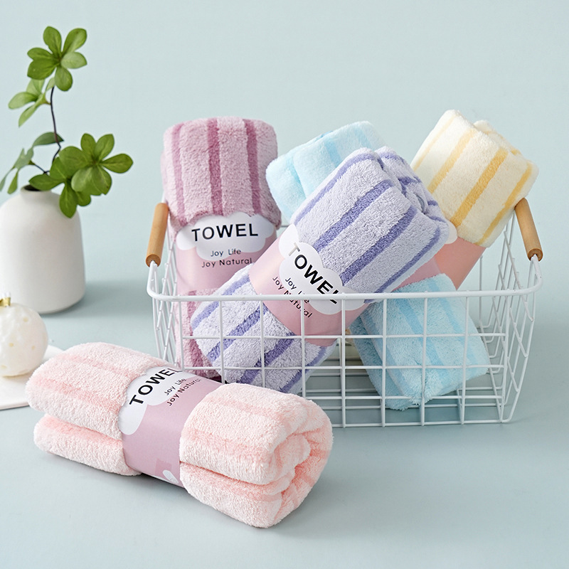 Coral Velvet Warm Strip Towel Soft Water Absorbent Quick-drying Household Face Wash Men's and Women's Adult Dry Hair Towel Bath Towel Wipe Hands