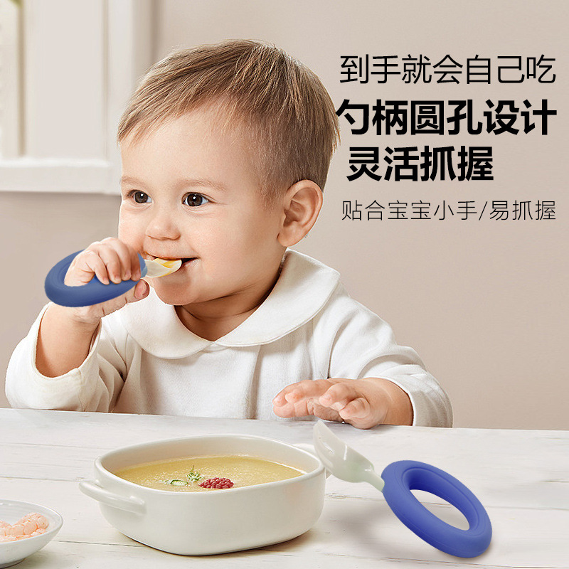 Ppsu Silicone Fork Spoon suit 316 Stainless Steel Baby Short Handle Spoon Fork Kindergarten Self-feeding Ppsu Silicone Fork Spoon suit 316 Stainless Steel Baby Short Handle Spoon Fork Kindergarten Self-feeding
