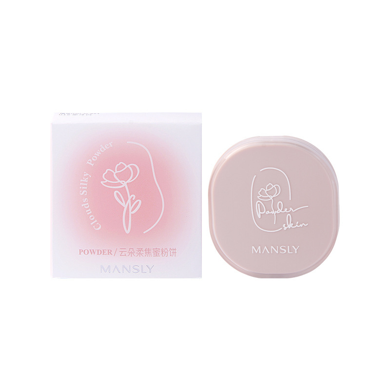 MANSLY Nube suave polvo de miel, polvo de niebla mate, maquillaje brillante, maquillaje fijo y duradero, polvo transparente no fácil de quitar.