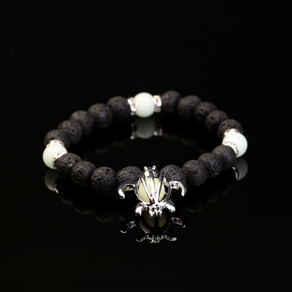 Bracelet de perles lotus phosphorescent brillant dans le noir_voghion.com