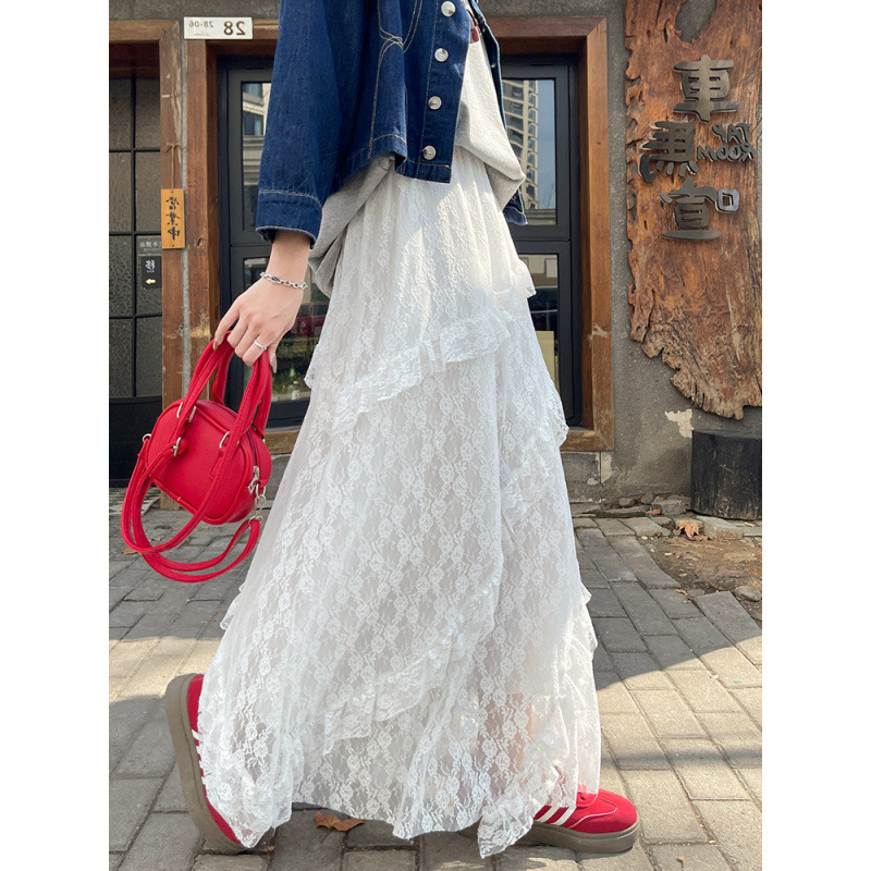 White Skirt for Women Summer 2025 New High-Waist Slimming Look A-Line Mid-Length Spring & Fall Tutu Skirt Ballet Cake Skirt