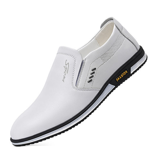 Extra Large Size Foreign Trade Cross-border Spring and Autumn Men's Casual Leather Shoes Breathable British White Shoes Hollow Comfortable Men's Shoes