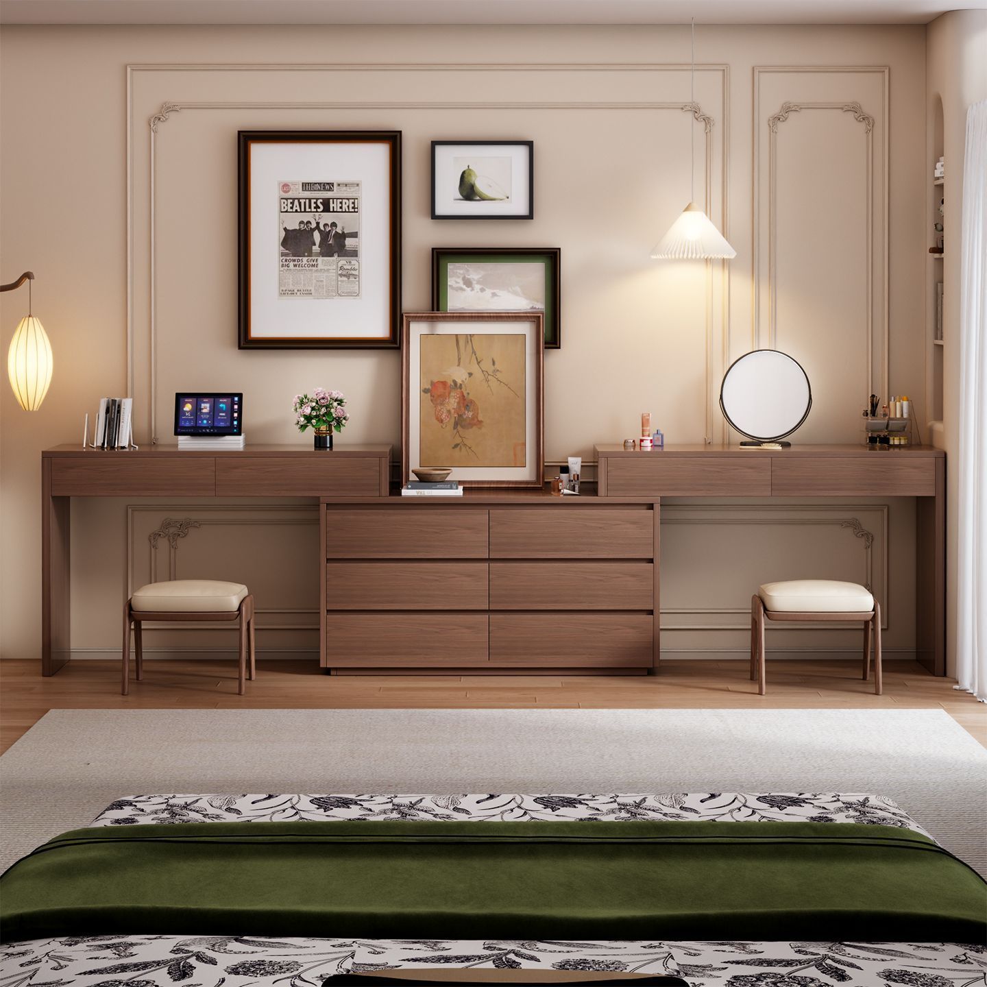 Dressing Table Bedroom Simple New Style Medieval Modern Storage Cupboard Integrated Solid Wood Small Cabinet Dressing Table Dressing Table