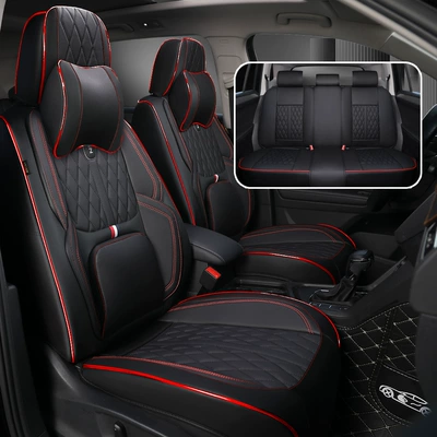 Four Seasons Pad — Cushion Cover, Universal Seat Cushion - black-red-line-universal-headrest-for-five-seats