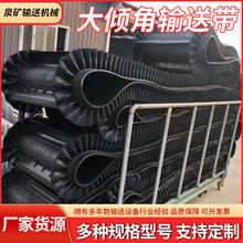 橡胶裙边输送带 花纹破浪形尼龙挡边大倾角输送带阻燃裙边传送带