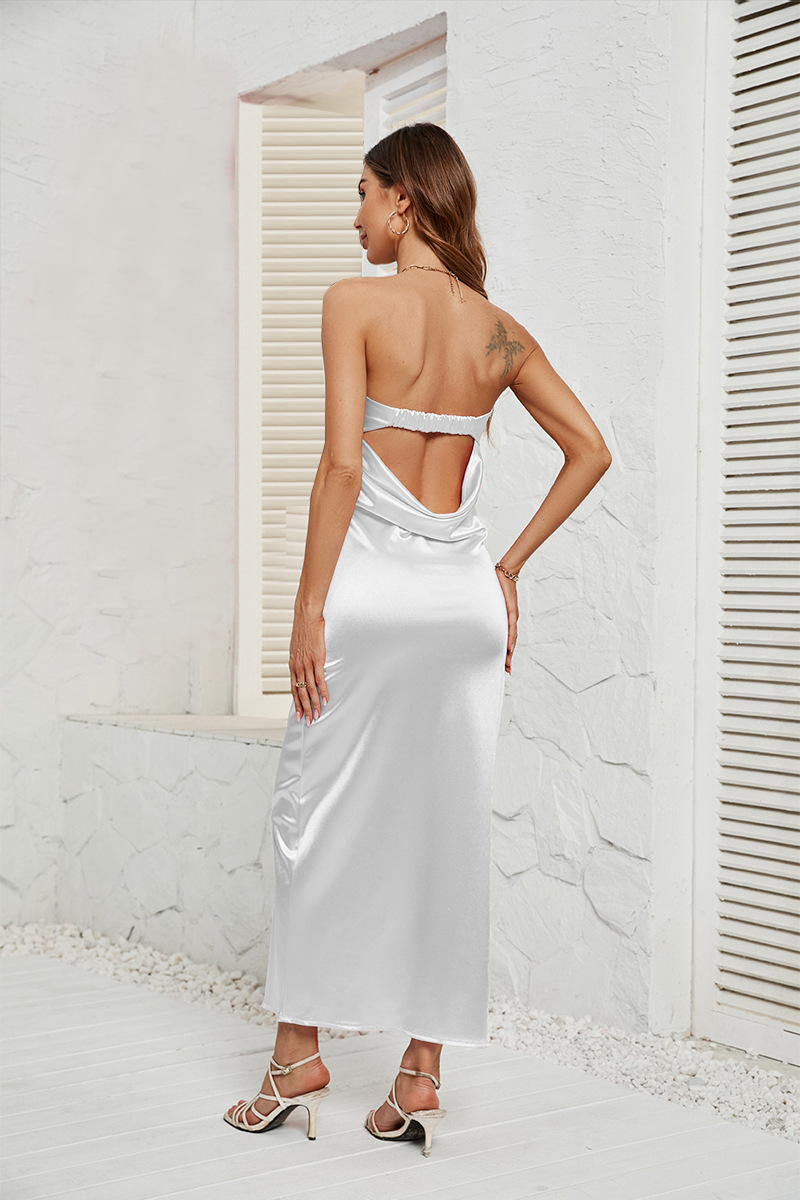 Women's Sheath Dress Elegant Streetwear Strapless Backless Sleeveless Solid Color Maxi Long Dress Daily display picture 16