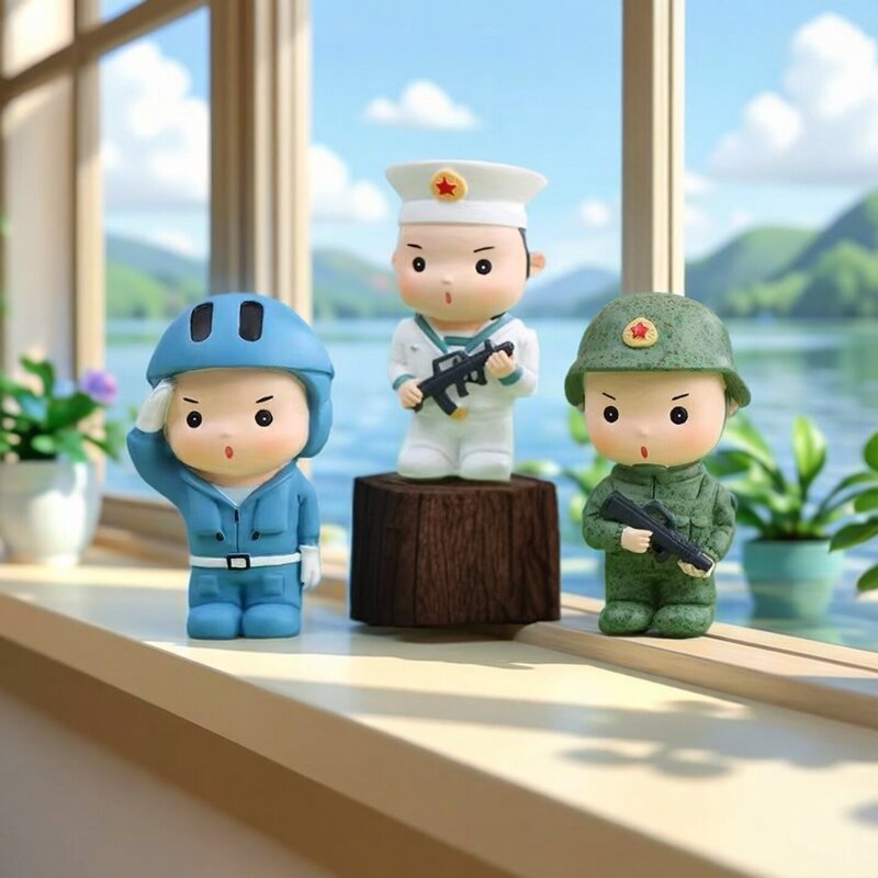 National day decoration cartoon military hand-made doll Navy Army Air Force hero character baking cake decorations National day decoration cartoon military hand-made doll Navy Army Air Force hero character baking cake decorations
