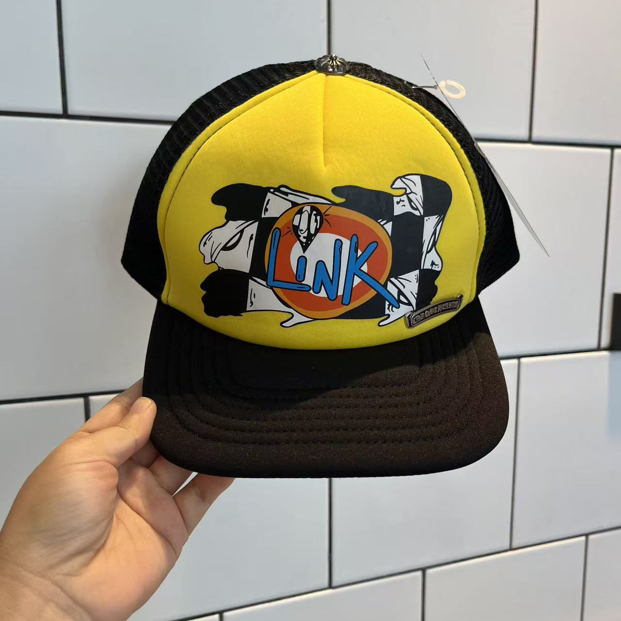 Sombrero para el sol CH Cro de verano para parejas nuevas de moda americana, sombrero de hip-hop de ala plana bordado a la moda ~ sombrero de malla de béisbol