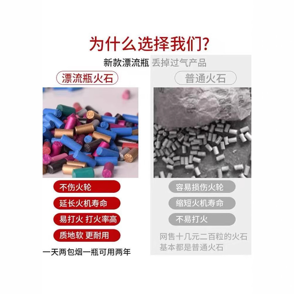 Zhu Rong-4A botella a la deriva pedernal retrato familiar encendedor de queroseno de alta calidad pedernal suave chispa súper grande
