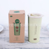 Wheat straw cups with fell -resistant students creative and convenient plastic water cup with lid, thick double -layer children's insulation cup