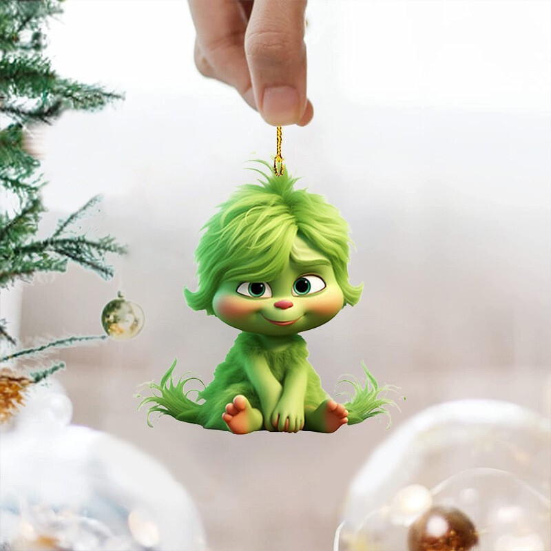 クロスボーダーグリンチベビーペンダントクリスマスホリデーデコレーションクリスマスツリーデコレーションペンダントアクリルフラット小さなペンダント|undefined