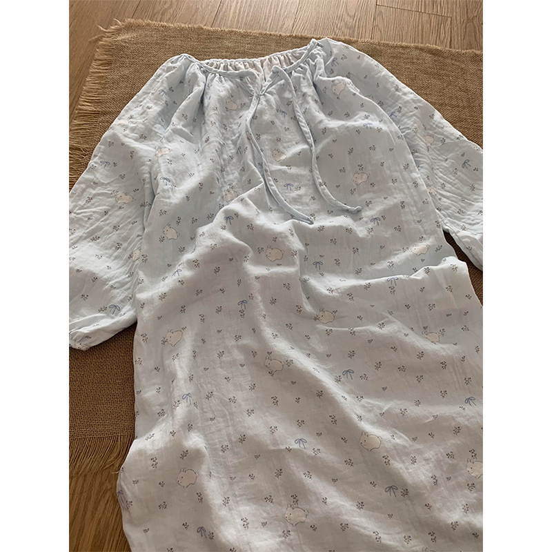 甜美小碎花睡裙女款春秋季2025新款可外穿休闲大码长袖家居服睡衣|undefined