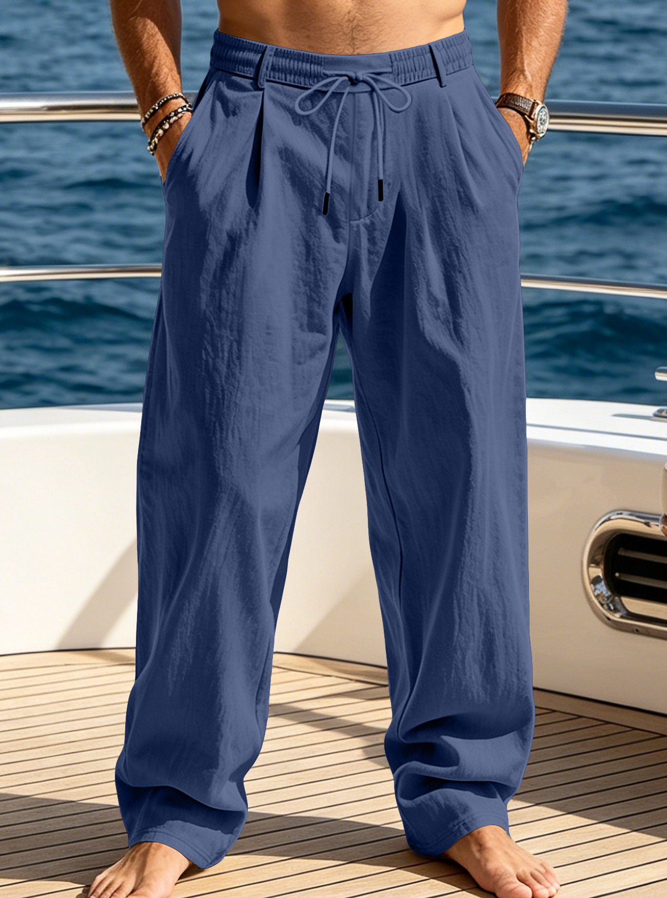 Transfronterizo Amazon americano de verano hombre pantalones relajados rectos casuales simples transpirables pantalones deportivos de playa de piernas anchas