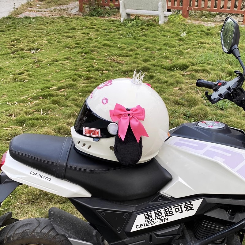 Helmet Accessory Motorcycle Electric Car Universal Velcro Pink Bowknot Decor