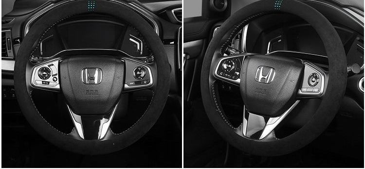 Unisex fur suede steering wheel cover, suitable for all seasons, sweat-absorbent, non-slip, breathable, warm, and stylish