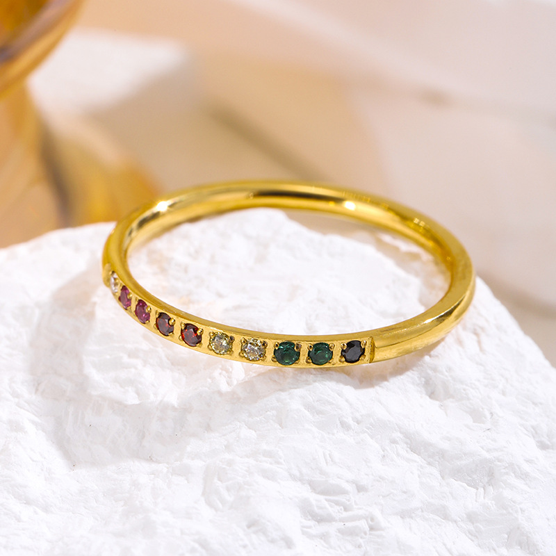 Bague En Acier Inoxydable Avec Strass Élégante Et Lumineuse_voghion.com