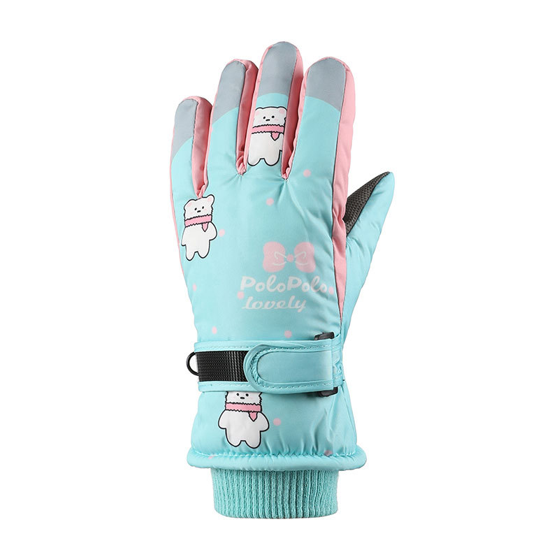 Children Aged 7-14 Ski Gloves Autumn Winter Cute Cartoon Space Pattern Warm Touchscreen Riding Waterproof Fleece Lined Thickened_desvips.com