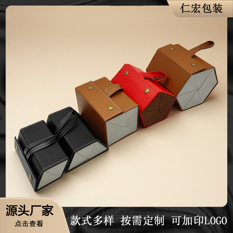 Hexagonal Multi-Grid Glasses Case, Handmade Leather Glasses Case, High-End Large-Capacity Sunglasses Glasses Storage Box
