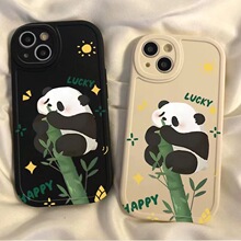 啃竹熊猫适用15pro防摔16promax苹果手机壳14plus小众13可爱12pro