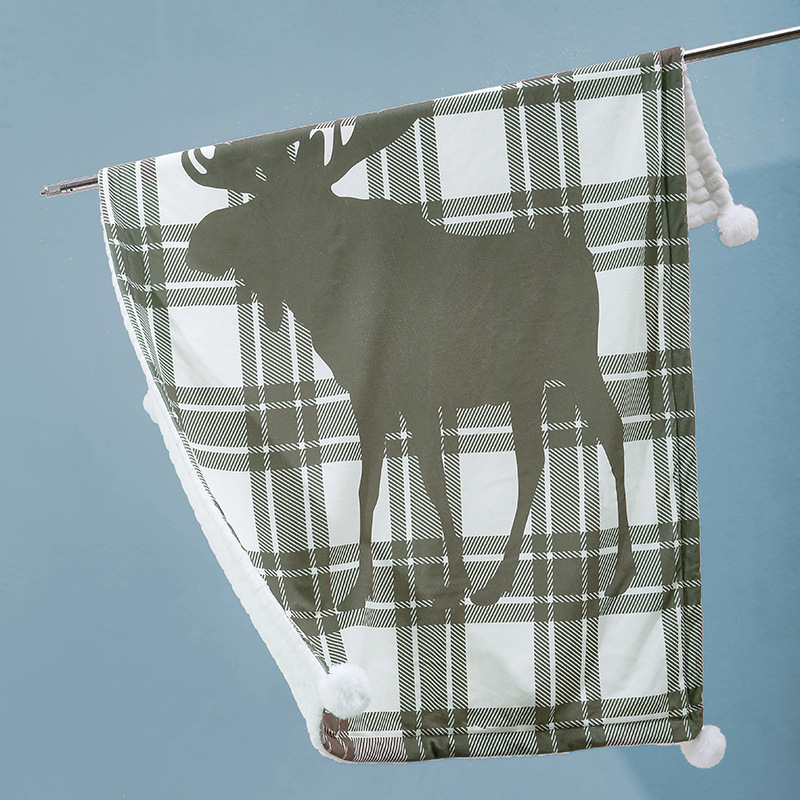 儿童毛毯加工定制法兰绒春秋柔软弹力毛球数码印花童毯婴儿盖毯