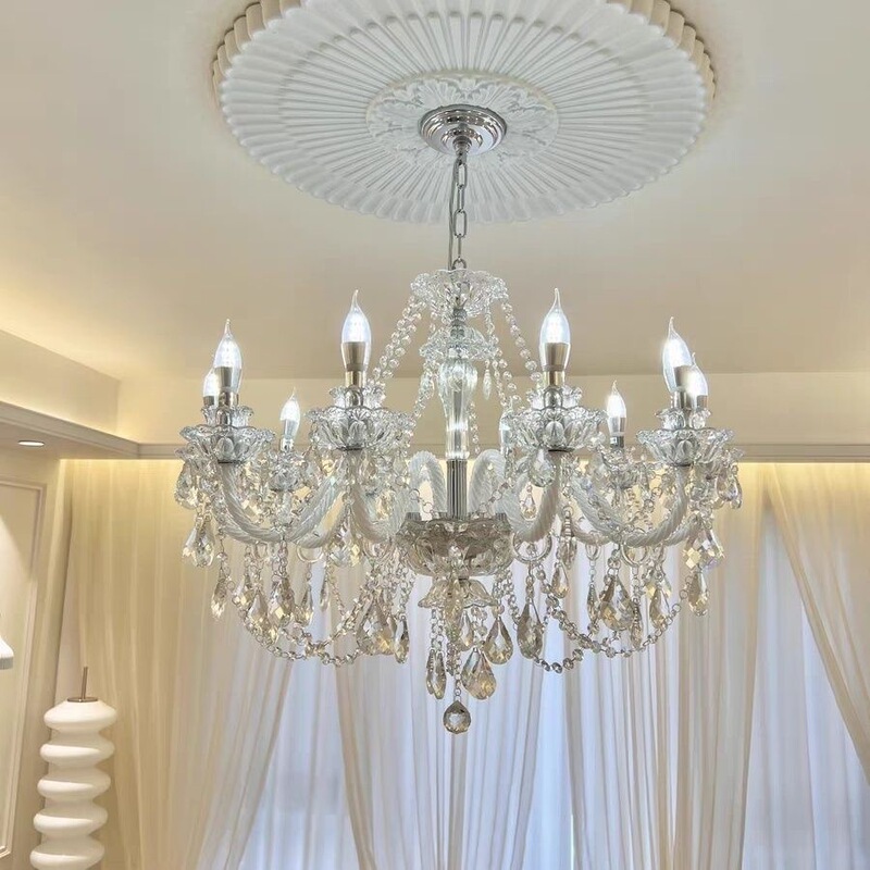 French-Style Light Luxury Crystal Chandelier, Vintage Palace-Style Living Room Main Light, Unique Dining Room Light, High-End and Grand Villa Wedding Lighting