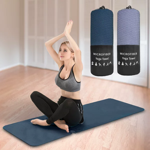 Yoga Towel Microfiber Non-Slip Towel Silicone Non-Slip Fitness Yoga Pilates Cross-Border Hot Selling Manufacturer Ready Stock