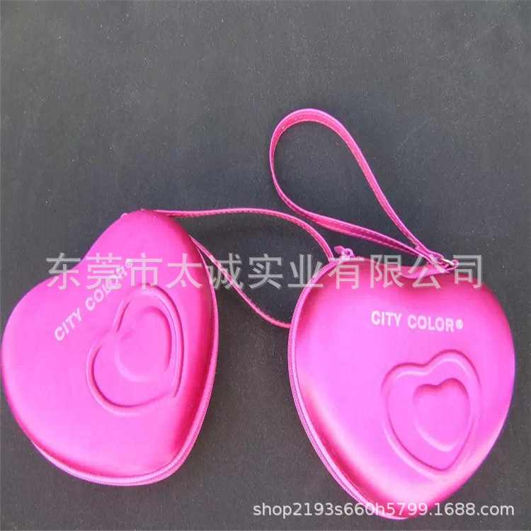 东莞生产EVA模压爱心首饰收纳包防摔减震热压定型防水迷你箱包