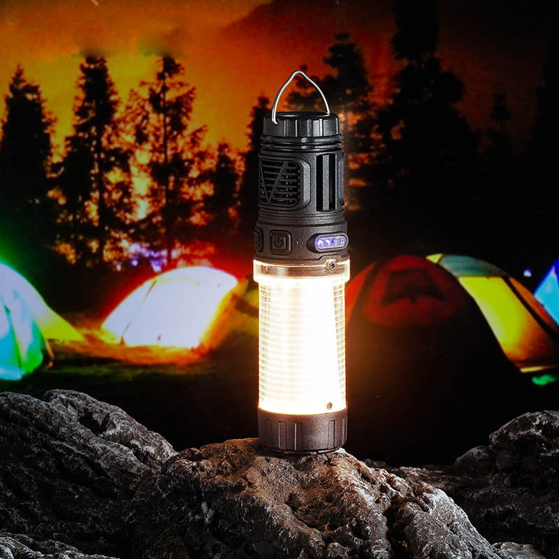 Nueva lámpara anti-mosquitos 3 en 1 para acampar linterna de luz fuerte artefacto anti-mosquitos al aire libre Tipo-C lámpara de tienda de campamento recargable