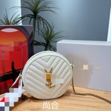 杨树林真皮小圆饼链条斜挎女包高级时尚绗缝口红粉饼包新款轻奢杨