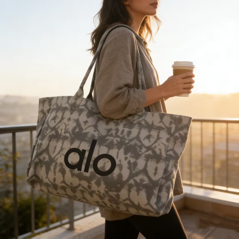 Korean Style Double-Sided Logo Tote Bag for Women, New Large-Capacity Commuter Bag, High-End Canvas Hand-Held Shoulder Tote Bag Alo Korean Style Double-Sided Logo Tote Bag for Women, New Large-Capacity Commuter Bag, High-End Canvas Hand-Held Shoulder Tote Bag Alo