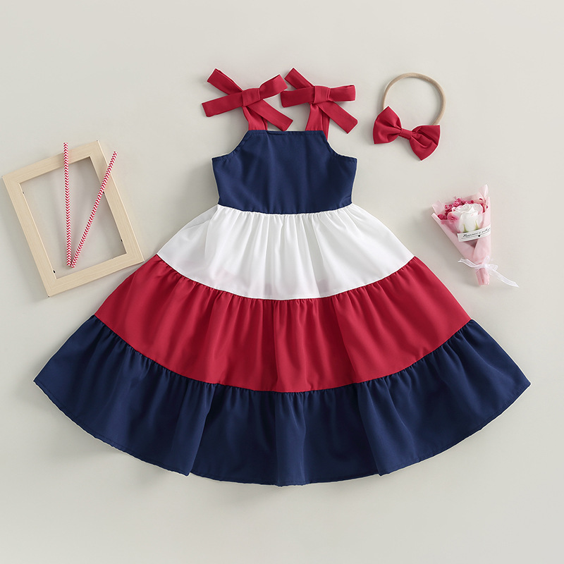 Cute Color Block Cotton Girls Dresses display picture 2