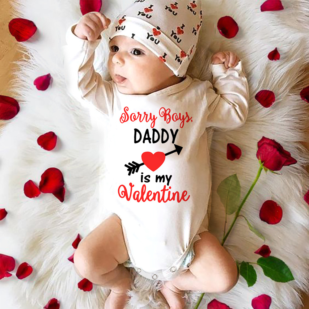 Collection ins pure cotton foreign trade ha baby one-piece sheath long sleeve mommy daddy 's valentine