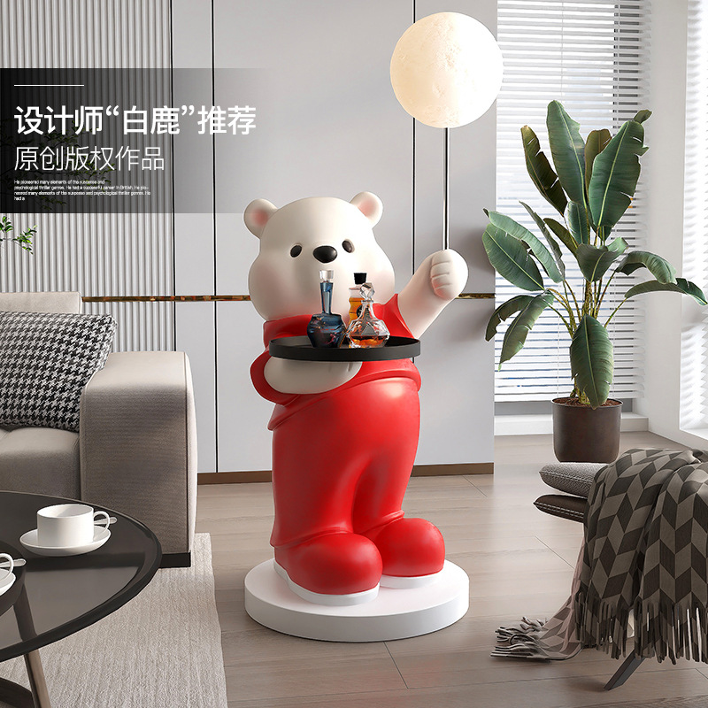 Oso grande sala de estar piso decoración TV gabinete mesa de café lateral decoración del hogar mesa de café luz apertura Año nuevo regalo de inauguración