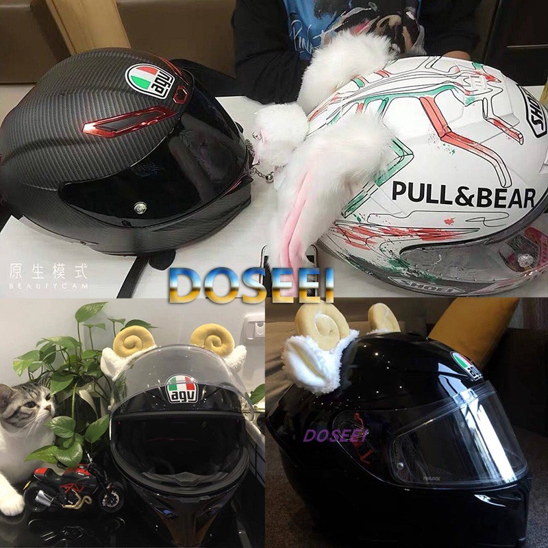 DOSEEI Personality Cat Ear Helmet Decoration Motorcycle Electric Car Ski Helmet