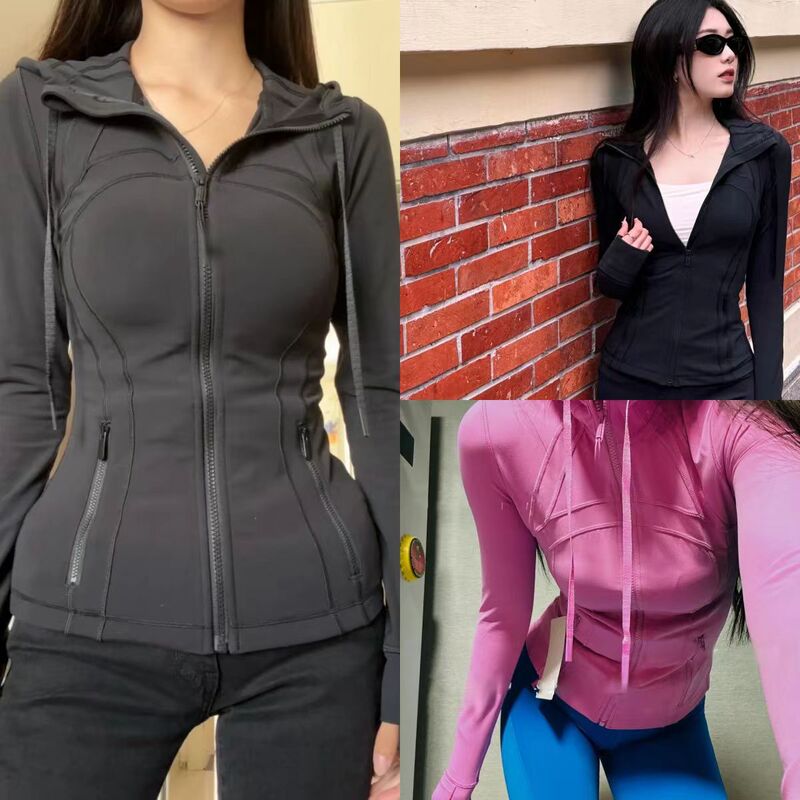 Lulu Yarn Vibration Sports Hooded Jacket Running Yoga Jacket Women's Slim Fit Fitness Jacket